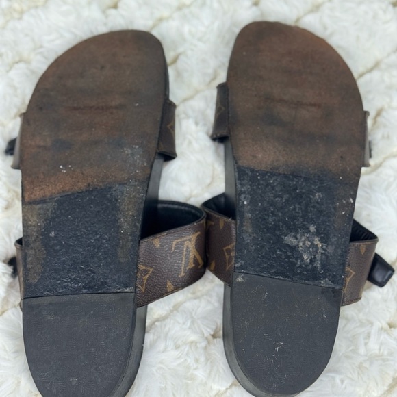 Louis Vuitton Monogram Brown and Gold Slides Size 8 - Picture 8 of 11
